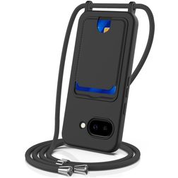 Mobigear Lanyard Card Google Pixel 10a Silikon Handykette mit Kartenhalter - Schwarz