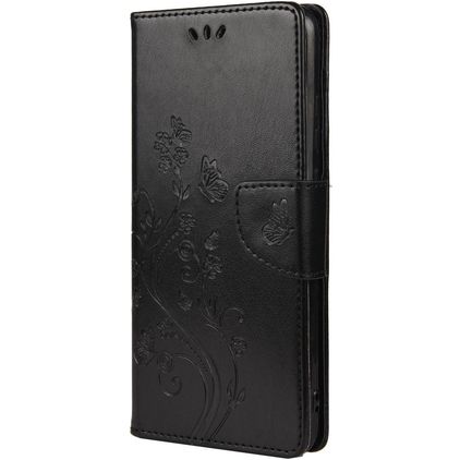 Mobigear Flowers Samsung Galaxy A53 Hülle Klapphülle Geldbörse - Schwarz