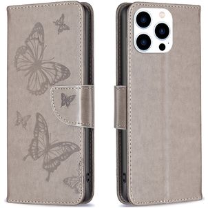 Mobigear Butterfly iPhone 16 Pro Max Hülle Klapphülle Geldbörse - Grau