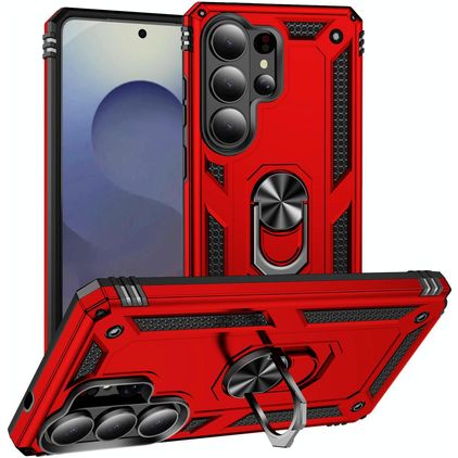 Mobigear Armor ring Samsung Galaxy S26 Ultra Hülle Hardcase Backcover Stoßfest mit Ringhalter - Rot