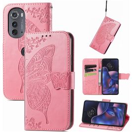Mobigear Butterfly Motorola Edge (2022) Hülle Klapphülle Geldbörse - Pink