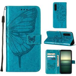 Mobigear Butterfly Sony Xperia 1 IV Hülle Klapphülle Geldbörse - Blau