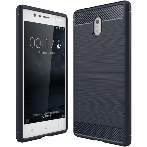 Mobigear Brushed Slim Nokia 3 Hülle Flexibles TPU Backcover - Blau