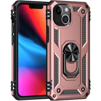 Mobigear Armor Ring iPhone 13 Hülle Hardcase Backcover Stoßfest mit Ringhalter - Roségold