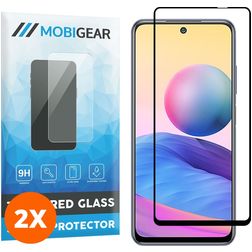 Mobigear Premium Xiaomi Redmi Note 10 5G Panzerglas Gehärtetes Glas Displayschutz - Hüllenfreundlich - Schwarz (2er Pack)