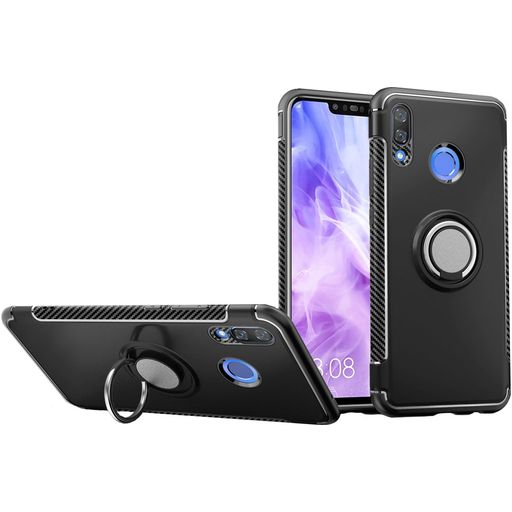 Mobigear Armor Ring Huawei Nova 3 Hülle Hardcase Backcover Stoßfest mit Ringhalter - Schwarz