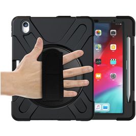 Mobigear SureGrip XGuard iPad Air 11 Zoll (2024) Hülle Kunststoff,Silikon Backcover + Stifthalter + Schulterträger + Ständer - Schwarz