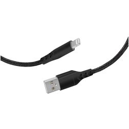 Mobiparts Braided USB-A auf Apple Lightning MFI Kabel 1 Meter - Schwarz