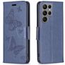 Mobigear Butterfly Samsung Galaxy S23 Ultra Hülle Klapphülle Geldbörse - Blau
