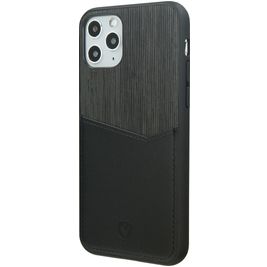Valenta Card Slot iPhone 11 Pro Max Hülle Echtes Leder Backcover mit Kartenhalter - Schwarz