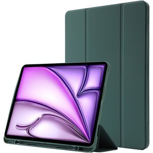 Mobigear Tri-Fold Gel iPad Air 13 Zoll (2024) Hülle TPU,Kunstleder Klapphülle + Stifthalter - Grün