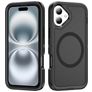 Mobigear Rugged Mag iPhone 16 MagSafe Hülle Hardcase Backcover Stoßfest - Schwarz