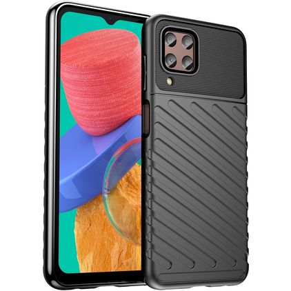 Mobigear Groove Samsung Galaxy M33 Hülle Flexibles TPU Backcover - Schwarz