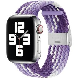 Mobigear Braided Nylon Apple Watch Armband Klappschließe - 49/46/45/44 mm - Weiß / Lila