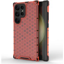 Mobigear Honeycomb Samsung Galaxy S24 Ultra Hülle Hardcase Backcover Stoßfest - Rot