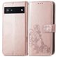 Mobigear Clover Google Pixel 6a Hülle Klapphülle Geldbörse - Roségold