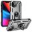 Mobigear Armor Ring iPhone 14 Plus Hülle Hardcase Backcover Stoßfest mit Ringhalter - Silber