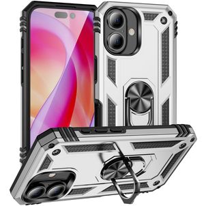 Mobigear Armor Ring iPhone 16 Plus Hülle Hardcase Backcover Stoßfest mit Ringhalter - Silber