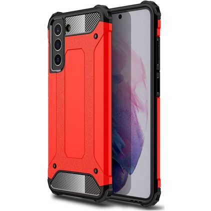 Mobigear Outdoor Samsung Galaxy S21 FE Hülle Hardcase Backcover Stoßfest - Rot
