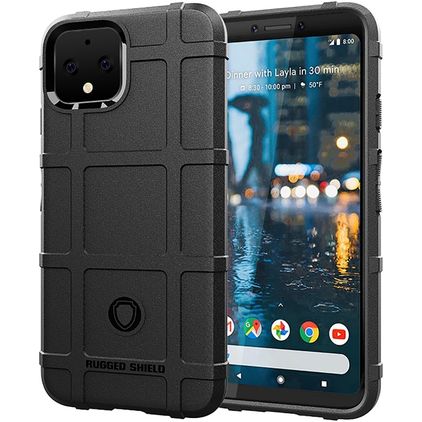 Mobigear Rugged Shield Google Pixel 4 Hülle Flexibles TPU Backcover Stoßfest - Schwarz