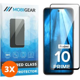 Mobigear Premium Xiaomi Redmi 10 4G Panzerglas Gehärtetes Glas Displayschutz - Hüllenfreundlich - Schwarz (3er Pack)