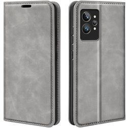 Mobigear Retro Slim Realme GT2 Pro Hülle Klapphülle Geldbörse - Grau