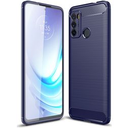 Mobigear Brushed Slim Motorola Moto G60 Hülle Flexibles TPU Backcover - Blau