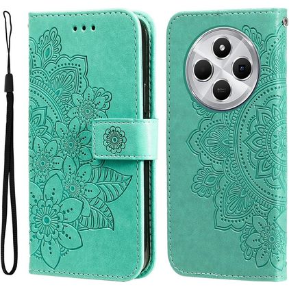 Mobigear Flowers Xiaomi Redmi 14C Klapphülle Portemonnaie - Grün