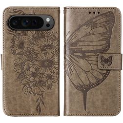 Mobigear Butterfly Google Pixel 9 Pro Hülle Klapphülle Geldbörse - Grau