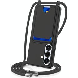 Mobigear Lanyard Card Samsung Galaxy S26 Silikon Handykette mit Kartenfach - Schwarz