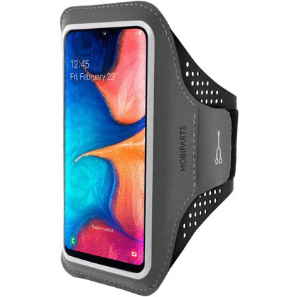 Mobiparts Comfort Fit Handyhalterung Joggen Samsung Galaxy A20e Sporthülle Neopren Sportarmband - Schwarz
