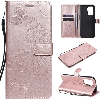 Mobigear Butterfly OPPO A94 5G Hülle Klapphülle Geldbörse - Roségold