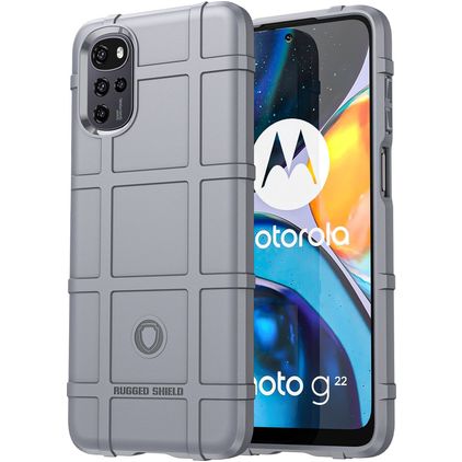 Mobigear Rugged Shield Motorola Moto G22 Hülle Flexibles TPU Backcover Stoßfest - Grau