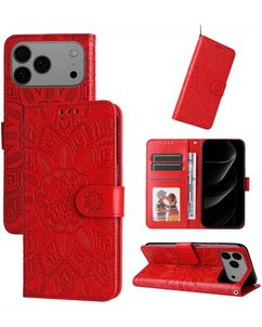 Mobigear Sunflower iPhone 18 Pro Max Klapphülle Portemonnaie - Rot