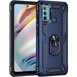 Mobigear Armor Ring Motorola Moto G60 Hülle Hardcase Backcover Stoßfest mit Ringhalter - Blau