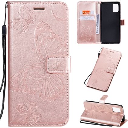Mobigear Butterfly Samsung Galaxy A51 Hülle Klapphülle Geldbörse - Roségold