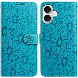 Mobigear Flowers iPhone 17 Klapphülle Portemonnaie - Blau
