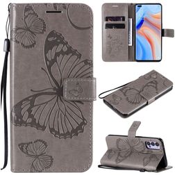 Mobigear Butterfly OPPO Reno 4 Hülle Klapphülle Geldbörse - Grau