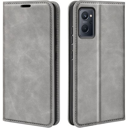 Mobigear Retro Slim OPPO A96 Hülle Klapphülle Geldbörse - Grau