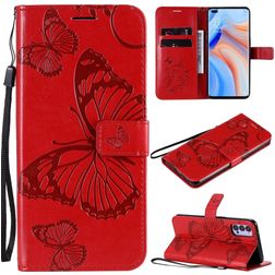 Mobigear Butterfly OPPO Reno 4 Hülle Klapphülle Geldbörse - Rot