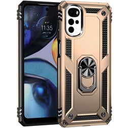 Mobigear Armor Ring Motorola Moto G22 Hülle Hardcase Backcover Stoßfest mit Ringhalter - Gold