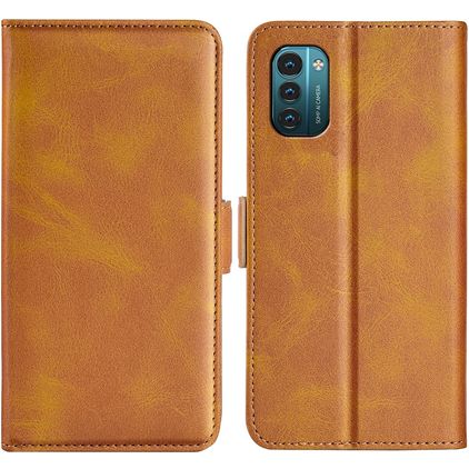 Mobigear Slim Magnet Nokia G21 Hülle Klapphülle Geldbörse - Cognac