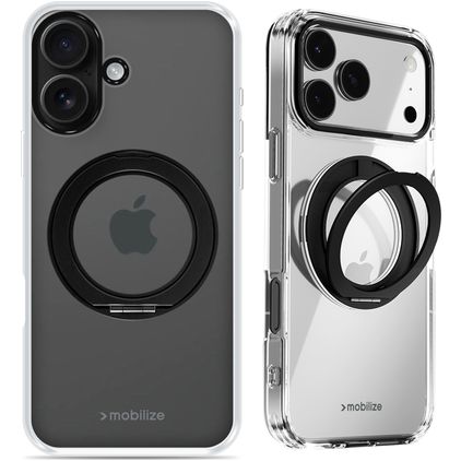 Mobilize 360 Rotating Ring iPhone 16 MagSafe Hülle Hardcase Backcover mit Ringhalter - Schwarz