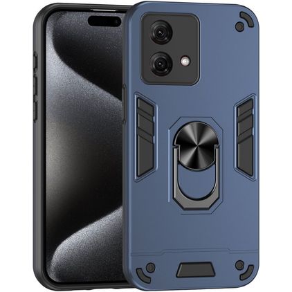 Mobigear Armor Ring Motorola Moto G84 Hardcase Backcover Shockproof mit Ringhalter - Blau
