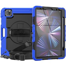 Mobigear SureGrip Xtreme iPad Air 11 Zoll (2025) Hülle Kunststoff,Silikon Backcover + Stifthalter + Schulterträger + Ständer - Dunkelblau