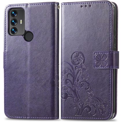 Mobigear Clover TCL 305 Hülle Klapphülle Geldbörse - Lila