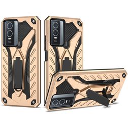 Mobigear Armor Stand Vivo Y76 Hülle Hardcase Backcover Stoßfest mit Ständer - Gold