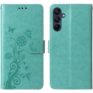 Mobigear Flowers Samsung Galaxy A16 Hülle Klapphülle Geldbörse - Grün