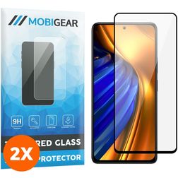 Mobigear Premium POCO F4 Panzerglas Displayschutz - Hüllenfreundlich - Schwarz (2er Pack)