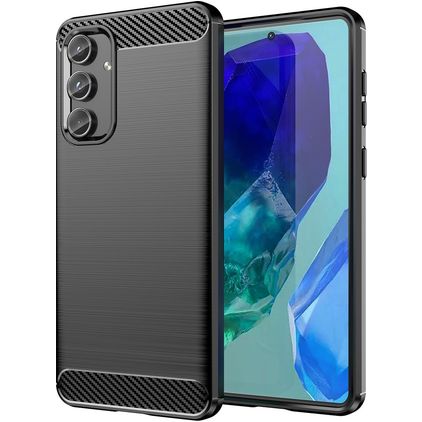 Mobigear Brushed Slim Samsung Galaxy M55 Hülle Flexibles TPU Backcover - Schwarz